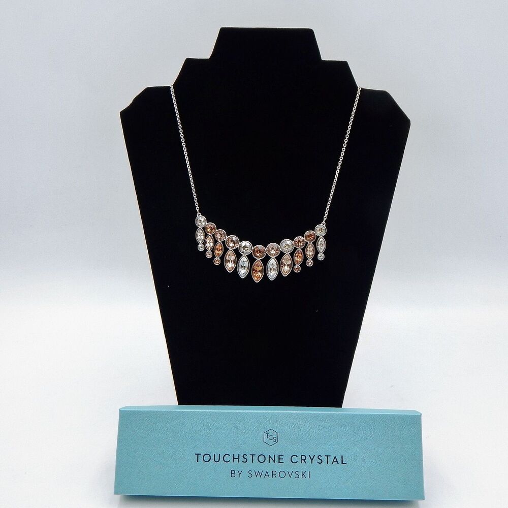 Touchstone Crystal by Swarovski Sandcastle Bib Necklace Silver Rhodium